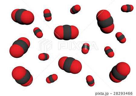 自由運動する二酸化炭素分子 3dのイラスト素材