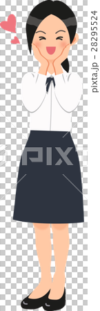 A woman rejoicing in a white blouse 28295524