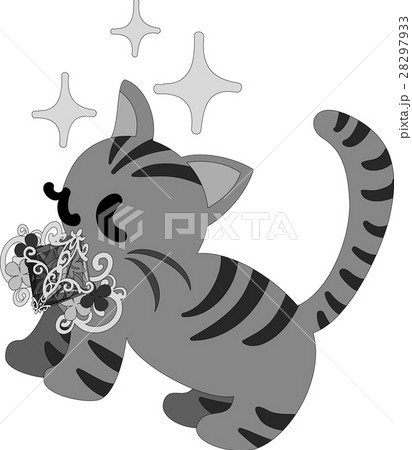 可愛い猫と綺麗な首飾りのイラスト素材