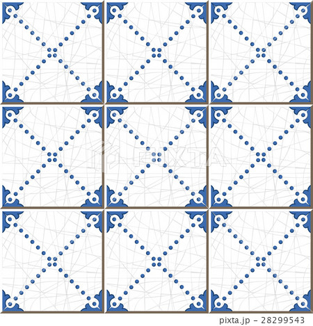 Ceramic tile pattern of blue dot line cross 28299543