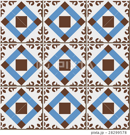Ceramic tile pattern of blue brown check square 28299578