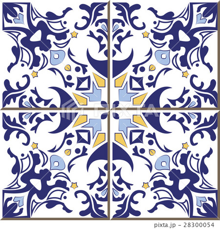 Ceramic tile pattern of blue geometry kaleidoscope Ceramic tile pattern of blue geometry kaleidoscope 28300054