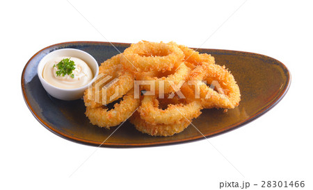 fried squid in ceramic plate 28301466