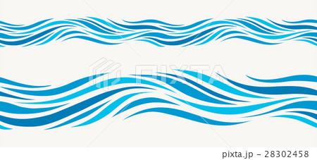 Marine seamless pattern with stylized blue waves 28302458