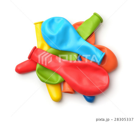 Top view of colorful deflated balloons 28305337