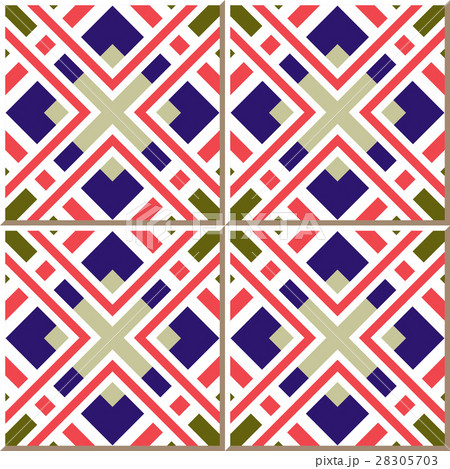 Ceramic tile square check frame cross geometry 28305703
