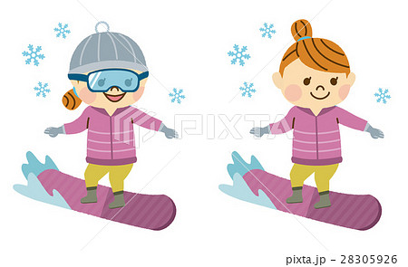 スノーボードを楽しむ女性のイラスト素材 5926