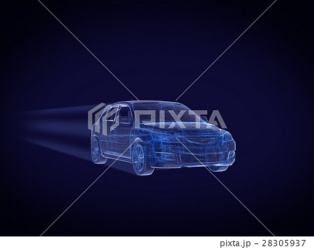 blue x-ray car with line speed on dark background. 28305937