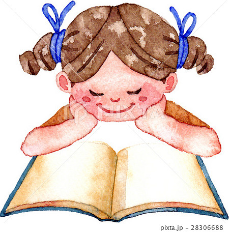 本を読む女の子のイラスト素材 28306688 Pixta