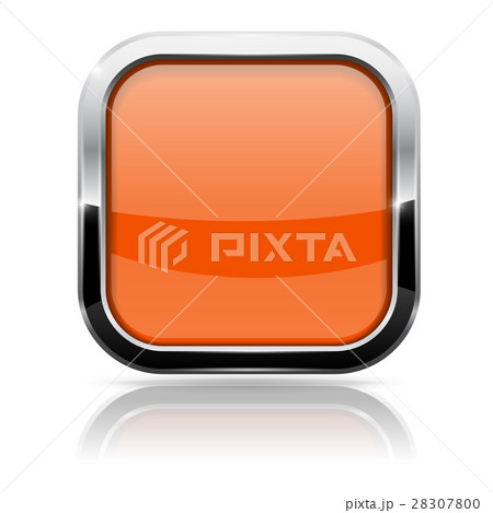 Orange glass button with chrome frame 28307800
