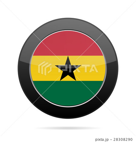 Flag of Ghana. Shiny black round button. Flag of Ghana. Shiny black round button. 28308290