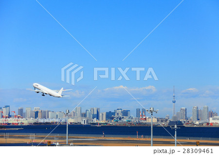 東京スカイツリーと旅客機 28309461