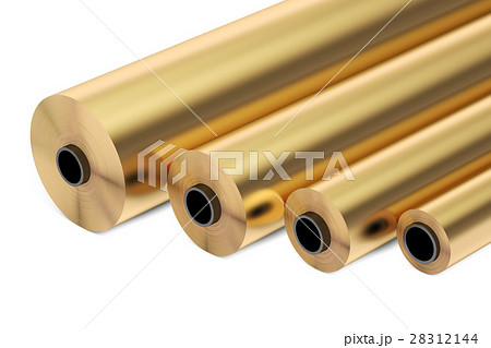 copper or bronze foil rolls, 3D rendering 28312144