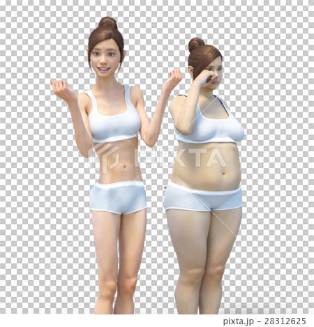 Diet image Before after After perming3dCG illustration material 28312625