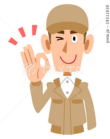 OKの意思をハンドサインで示す作業着の男性 28312636