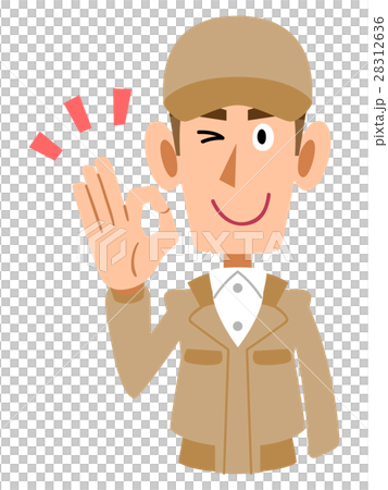 OKの意思をハンドサインで示す作業着の男性 28312636