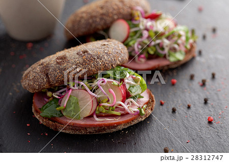 Ham and vegetables sandwiches Ham and vegetables sandwiches 28312747