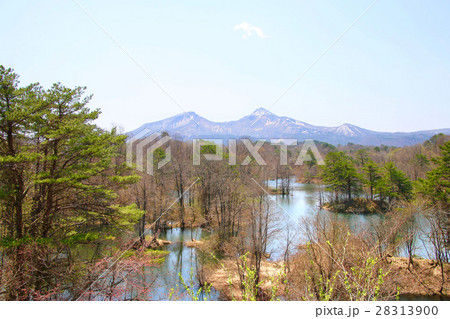 春の中瀬沼と磐梯山（裏磐梯） 28313900