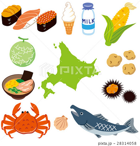 北海道 素材 観光 食べ物のイラスト素材