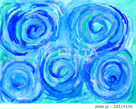 手描きで抽象的な水彩画で渦巻き柄の背景テクスチャーのイラスト素材