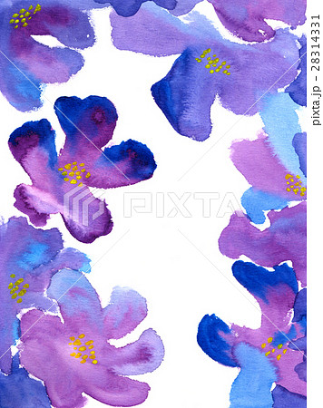 手描き水彩画で紫色のお花背景テクスチャーのイラスト素材