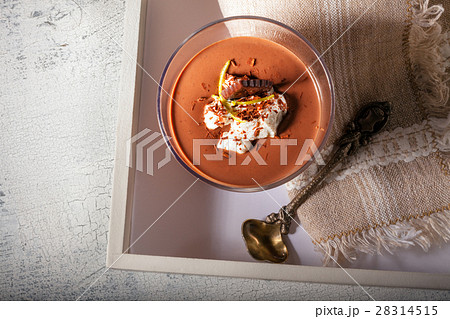 Glass with Chocolate Mousse Dessert served on a 28314515