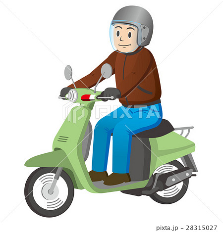 バイクに乗る男性のイラスト素材