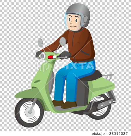 バイクに乗る男性のイラスト素材