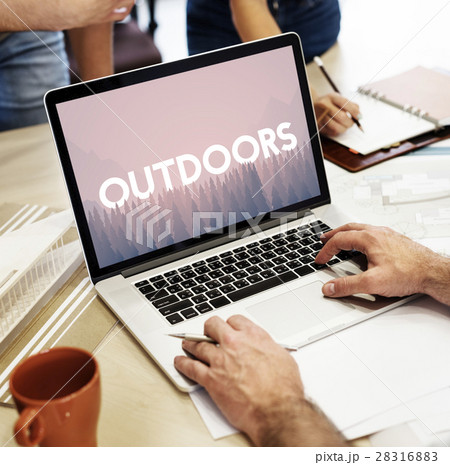 Outdoors word on nature background with trees 28316883