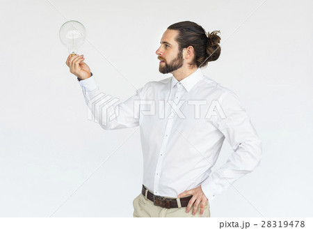 Man Holding Bulb Idea Concept Man Holding Bulb Idea Concept 28319478
