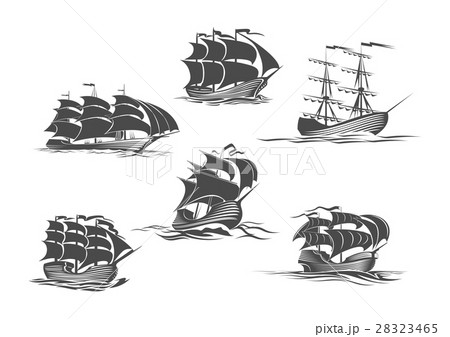 Sailing ship, sailboat, yacht and brigantine icon 28323465