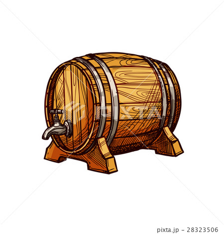 Wooden barrel sketch for alcohol drink design 28323506