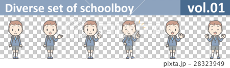 制服を着た小学生男児のイラストvol.01 28323949