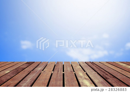 Beautiful cloud with wooden floor 28326883