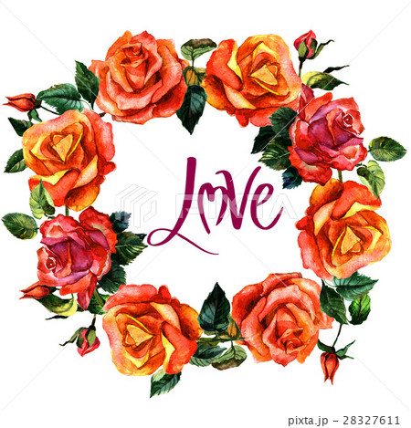 Wildflower rose flower wreath in a watercolor Wildflower rose flower wreath in a watercolor 28327611