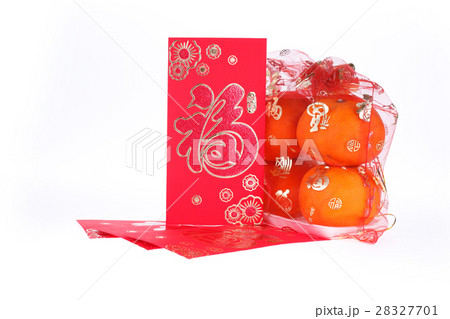 red envelope and orange fruit of chinese new year red envelope and orange fruit of chinese new year 28327701