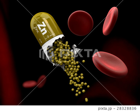 3d Illustration of Zinc mineral Capsule dissolves 28328836