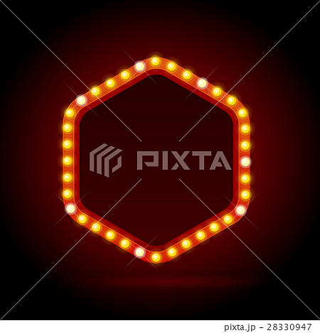 Light Bulbs Vintage Neon Glow Billboard Frame 28330947