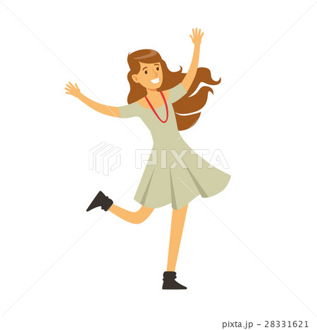 Cute Girl In Grey Dress Dancing On Dancefloor 28331621