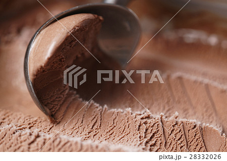 scooping chocolate ice cream close up shot 28332026