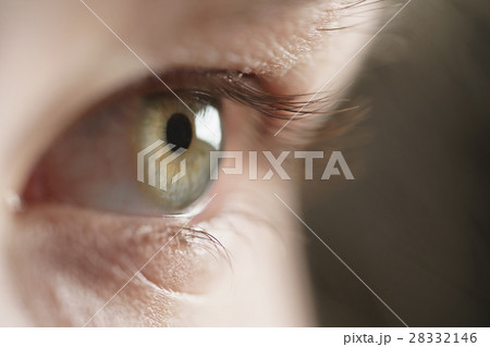 Closeup of teenage girl eye without makeup looking straight 28332146