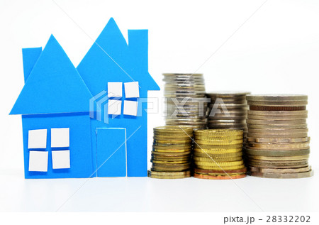 House model and stacks of coins House model and stacks of coins 28332202