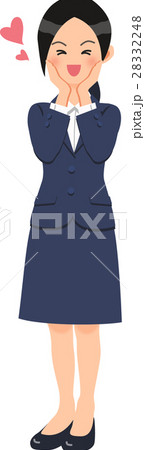 紺のスーツを着た喜ぶ女性 28332248