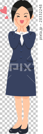紺のスーツを着た喜ぶ女性 28332248