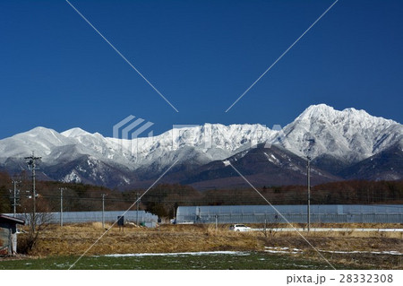 冠雪の八ヶ岳を望む-長野県原村から 28332308