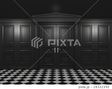 Black closed double doors 28332340