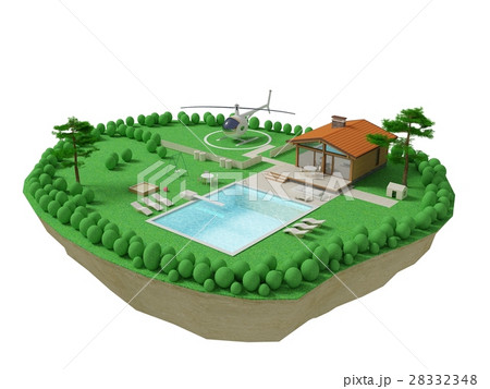 Island with cottage 28332348