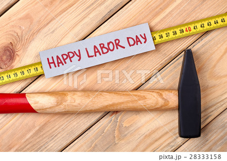 Labor Day card and hammer. Labor Day card and hammer. 28333158