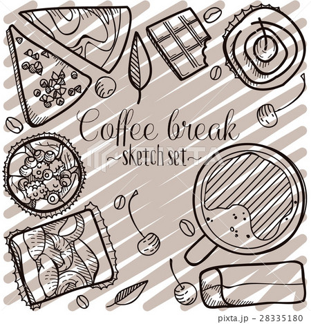 Coffee break vector sketch set. Hand drawn design 28335180