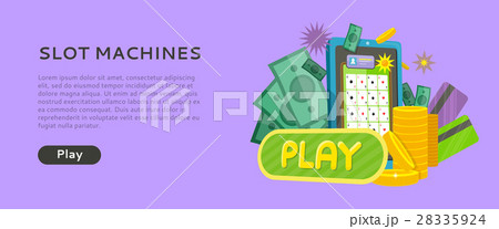 Slot Machine Web Banner Isolated with Play Button 28335924